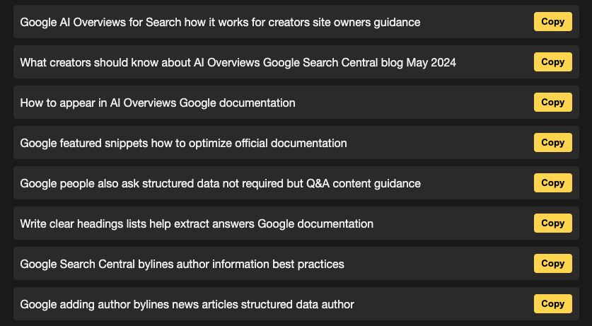 Query fan-out example showing how AI breaks down questions into multiple search queries